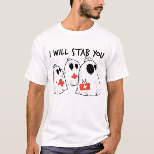 Camiseta Eu Vou Te Esfaquear Enfermeira Fantasma Divertida