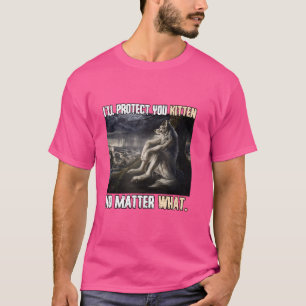 Camiseta Eu Vou Te Proteger Gatinho Divertido Alfa Lobo Lob