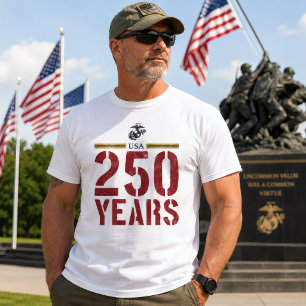 Camiseta EUA 250º Aniversário Comemorativo Corpo de Fuzilei