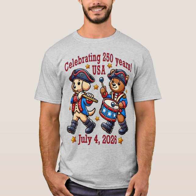 Camiseta EUA 250º Aniversário de Souvenir - Uniforme Patrió (Frente)