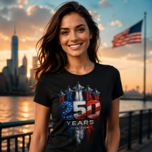 Camiseta EUA 250 Anos 1776-2026 Show Aéreo Patriótico a Jat