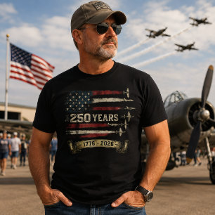 Camiseta EUA 250 Anos de Patrimônio da Aviação 1776-2026