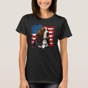Camiseta EUA 4 de julho Basset Hound Patriotic American Ba