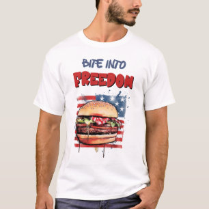 Camiseta EUA 4 de julho Burgers Grill, Chill & Celebrate