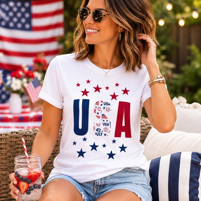 Camiseta EUA 4 de Julho com Estrelas (Criador carregado)