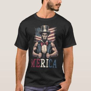 Camiseta EUA 4 De Julho De Abraham Lincoln Workout Muscles