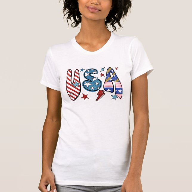 Camiseta EUA, 4 de julho, Dia da Independência, Patriótico, (Frente)