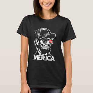 Camiseta EUA Abraham Lincoln 'Merica 4th of Julho Funny Pat