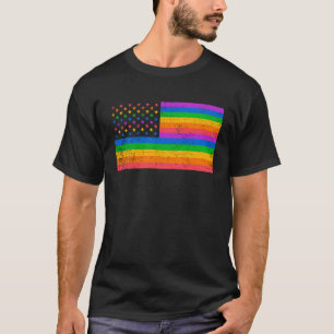 Camiseta EUA - Americano de descamação do sinalizador LGBTQ
