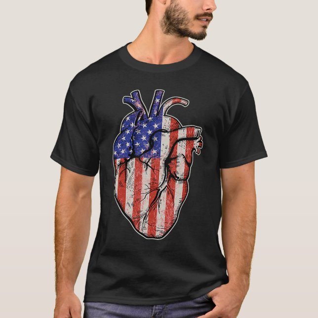 Camiseta EUA Anatomic Heart US Flag Patriot Heart (Frente)