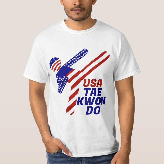 Camiseta EUA - Artes Marciais Patrióticas TAEKWONDO (Frente)