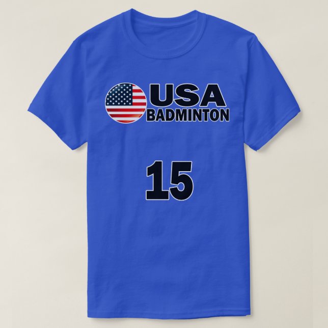 Camiseta EUA Badminton Número 15 Tshirt Design (Frente do Design)