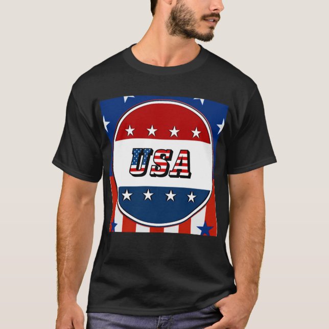 Camiseta EUA - Bandeira Americana e Estrelas no Círculo #2 (Frente)