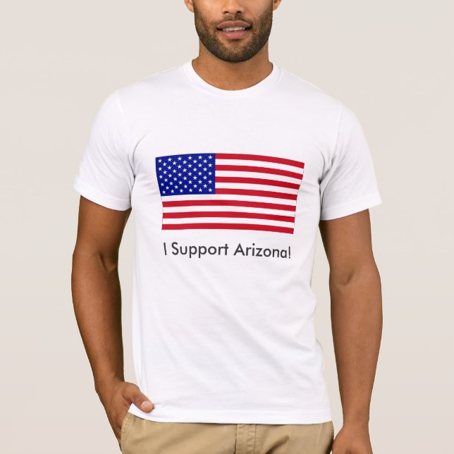 Camiseta EUA-Bandeira-Grande, eu apoio a arizona! (Frente)