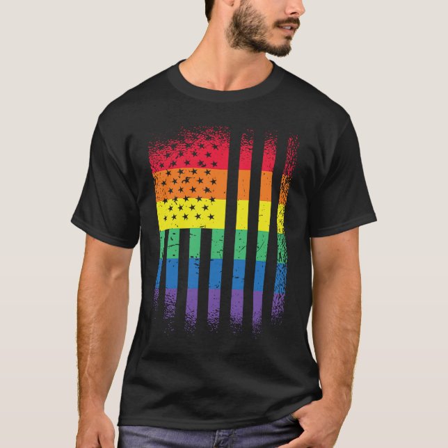 Camiseta eua bandeira movimento social LGBT (Frente)