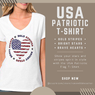Camiseta EUA Bold Stripes Bright Stars Brave Heart