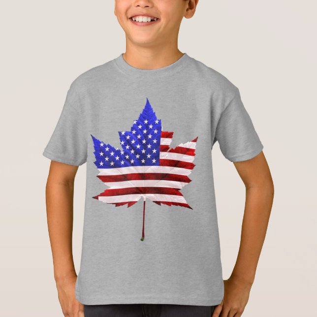 Camiseta EUA Canadá T-Shirts Canadá Crianças dos EUA Shirts (Frente)