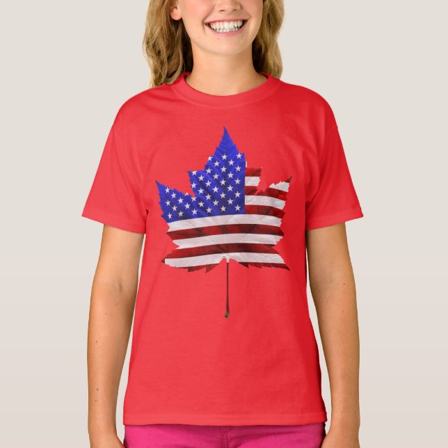 Camiseta EUA Canadá T-Shirts Canadá Crianças dos EUA Shirts (Frente)
