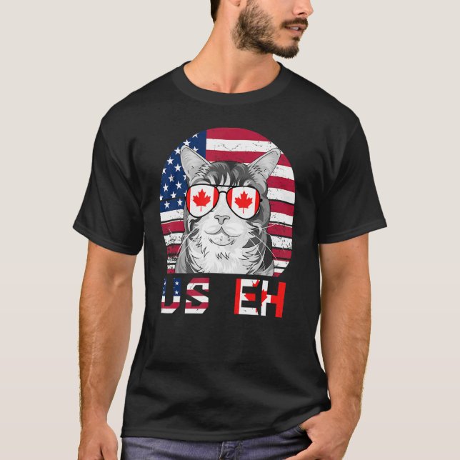 Camiseta Eua Cat America Canada Flag American Canadian Ca (Frente)