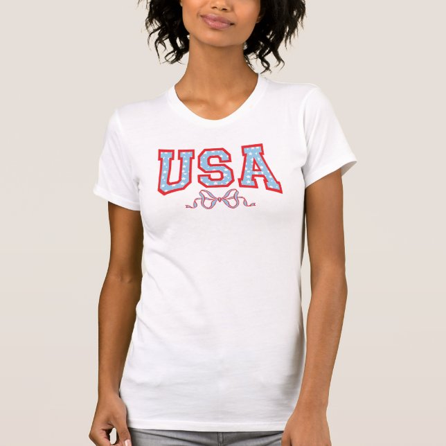 Camiseta EUA Cheio de Estrelas | Universidade Coquette  (Frente)