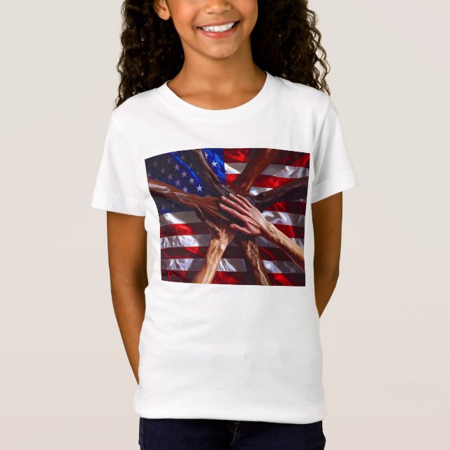 Camiseta EUA contra o racismo e mais tolerância (Frente)