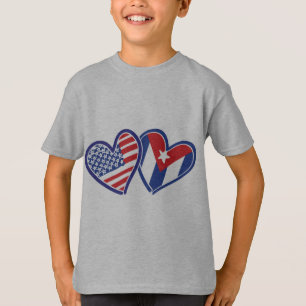 Camiseta EUA CUBA Flag Hearts