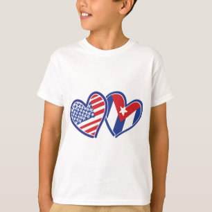 Camiseta EUA CUBA Flag Hearts