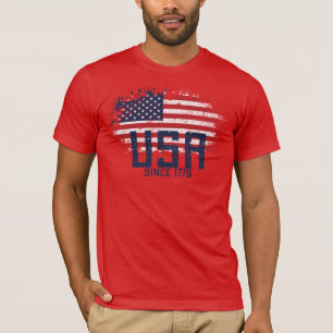 Camiseta EUA Desde 1776, Bandeira Americana Grunge