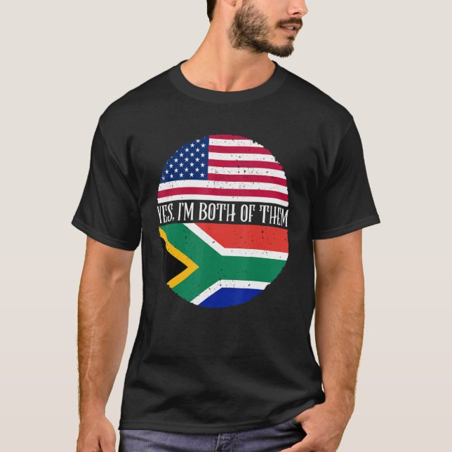Camiseta EUA e África do Sul Sinalizam Sim Eu sou Ambos (Frente)