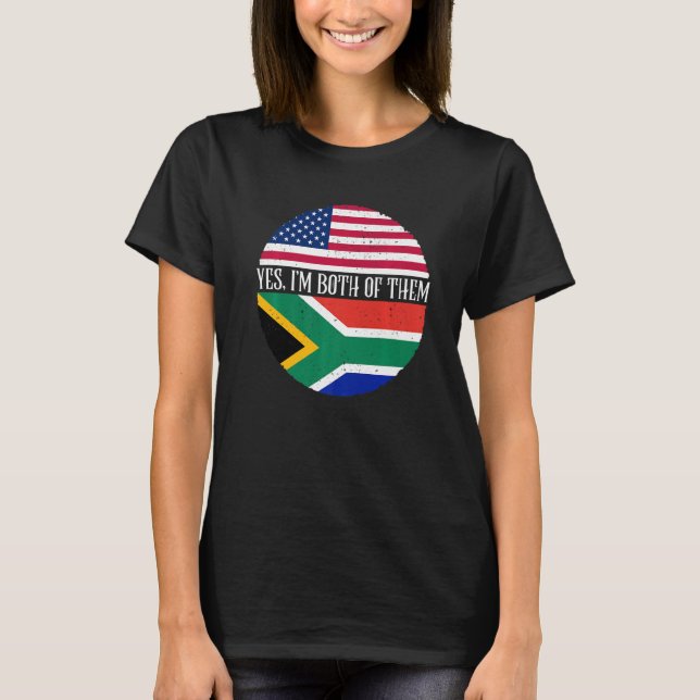 Camiseta EUA e África do Sul Sinalizam Sim Eu sou Ambos (Frente)