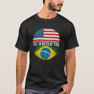 Camiseta EUA e Brasil Vintage sinalizam sim eu sou ambos
