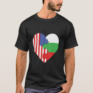 Camiseta EUA e Bulgária sinalizam coração