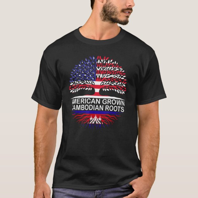 Camiseta EUA e Camboja sinalizam raiz cambojana norte-ameri (Frente)