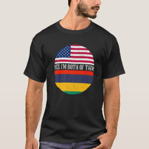 Camiseta EUA e Maurícia Vintage Flags Sim Eu sou ambos de T