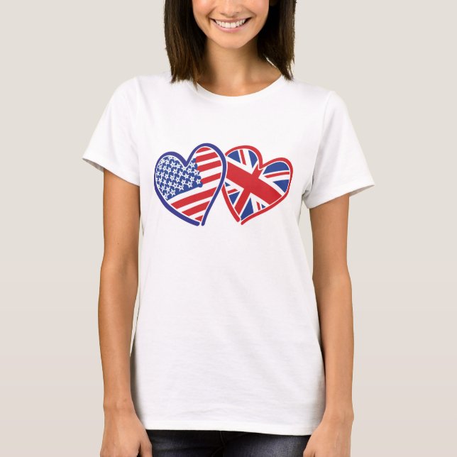 Camiseta EUA e Reino Unido Loving Hearts (Frente)