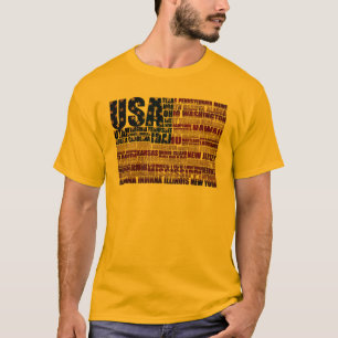 Camiseta EUA e seus estados federais em estrelas e faixas