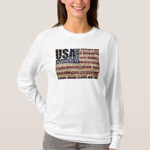 Camiseta EUA e seus estados federais em estrelas e listras