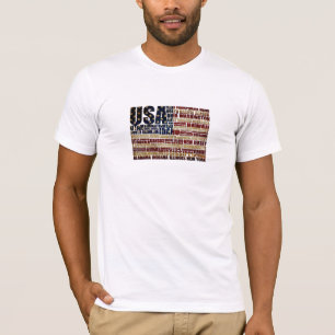Camiseta EUA e seus estados federais em estrelas e listras
