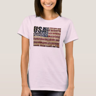 Camiseta EUA e seus estados federais em estrelas e listras