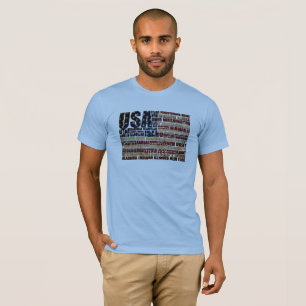 Camiseta EUA e seus estados federais em estrelas e listras