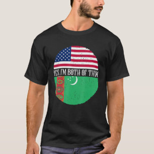 Camiseta EUA e Turcomenistão sinalizam Sim Eu sou Ambos