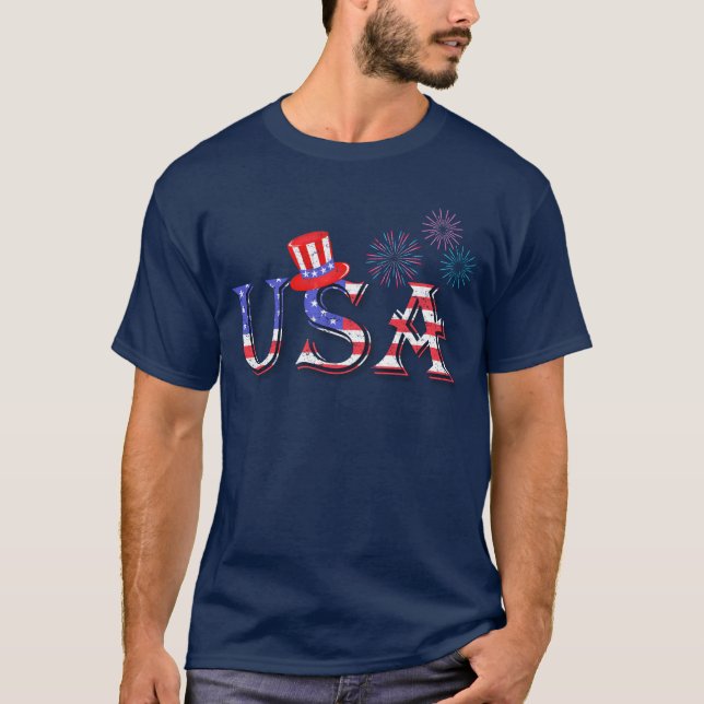Camiseta EUA em Estrelas e Stripes (Frente)