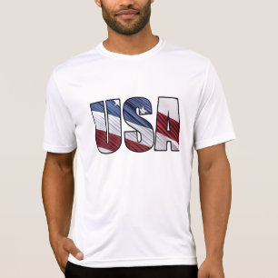 Camiseta EUA em Red White e Blue American Patriotic Flag