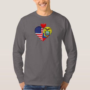Camiseta EUA Equador Coração bandeiras Espanhol Herança His