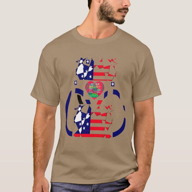 Camiseta EUA Esperam Belo Design de Bandeira Nacional (Frente)
