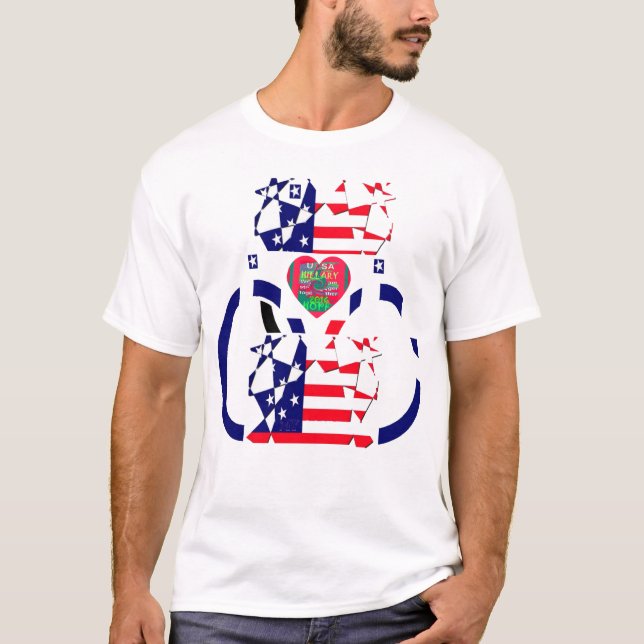 Camiseta EUA Esperam Belo Design de Bandeira Nacional (Frente)