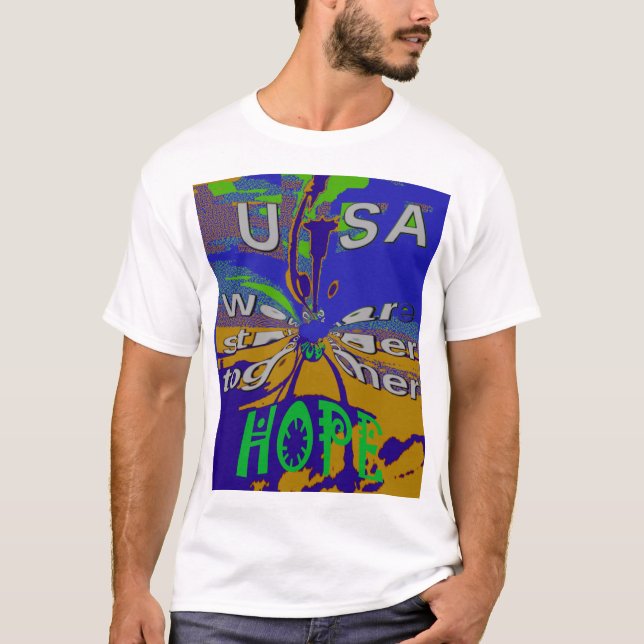 Camiseta EUA esperam mais forte juntos (Frente)