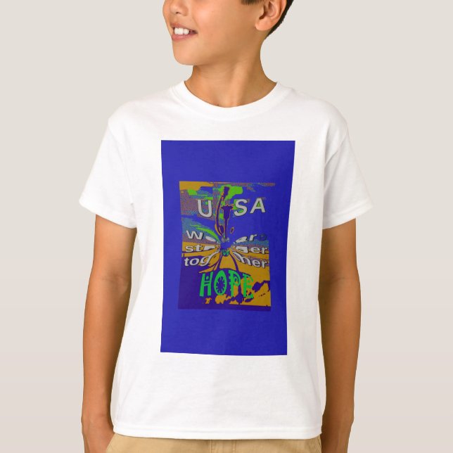 Camiseta EUA esperam mais forte juntos (Frente)