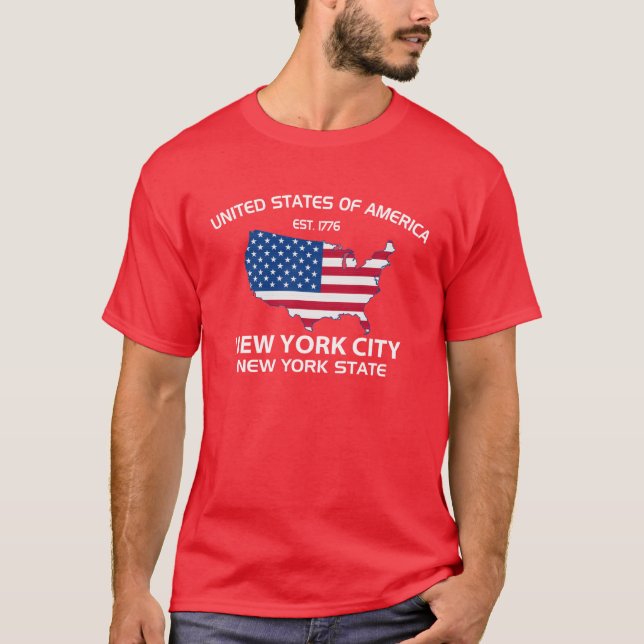 Camiseta EUA EST. Estados de Nova Iorque 1776 da Nova (Frente)