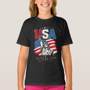 Camiseta EUA Estátua da Liberdade Bandeira Patriótica Disto